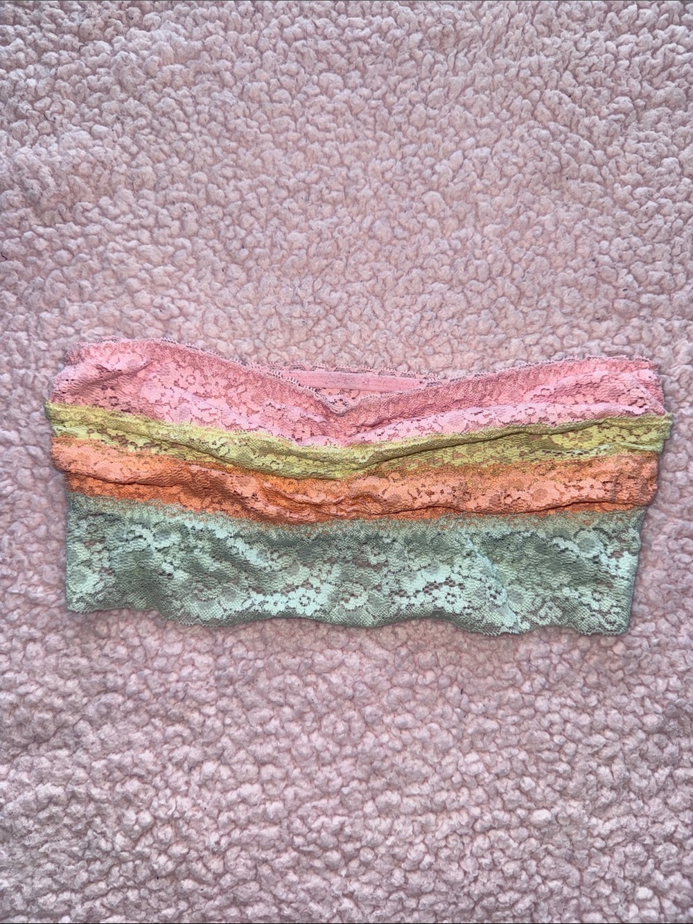 PINK Victoria's Secret Pastel Lace Strapless Bandeau — Pink, Peach, Yellow, Mint